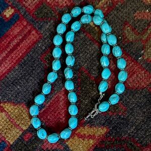 Faux Turquoise Beaded Toggle Necklace